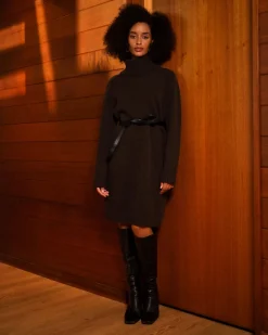 Forcast Sasha Wool Blend Knit Dress Espresso Outlet