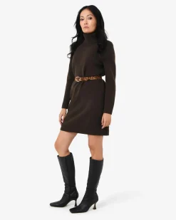 Forcast Sasha Wool Blend Knit Dress Espresso Outlet
