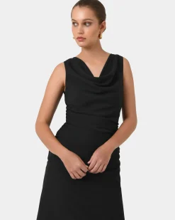 Forcast Serena Cowl Neck Dress Black Sale