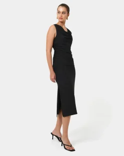Forcast Serena Cowl Neck Dress Black Sale