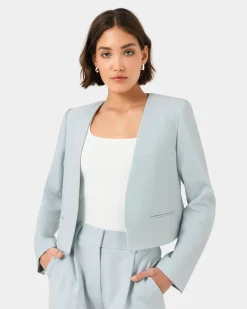 Forcast Sofia Cropped Blazer Baby Blue Online