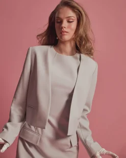 Forcast Sofia Cropped Blazer Baby Blue Online