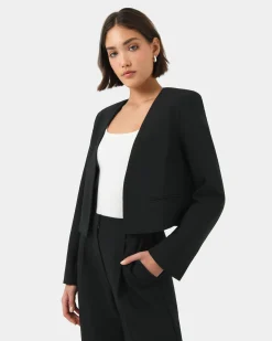 Forcast Sofia Cropped Blazer Black Clearance