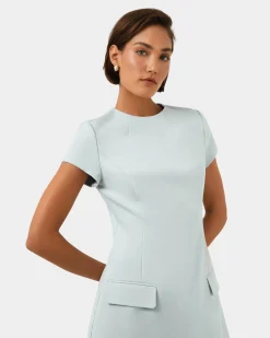Forcast Sofia Panel Tailored Dress Baby Blue Hot