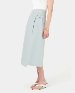 Forcast Sofia Wrap Midi Skirt Baby Blue