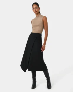 Forcast Sofia Wrap Midi Skirt Black Online