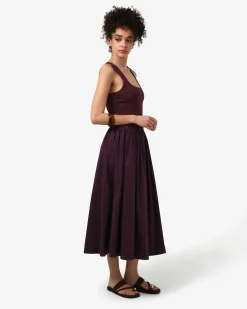 Forcast Soho Cotton & Knit Midi Dress Aubergine Hot