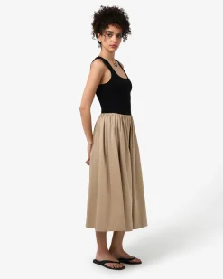 Forcast Soho Cotton & Knit Midi Dress Black & Camel Outlet
