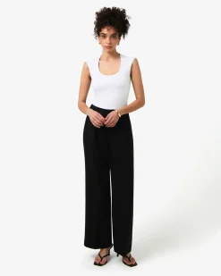 Forcast Soho Rounded Square Neck Top Ivory