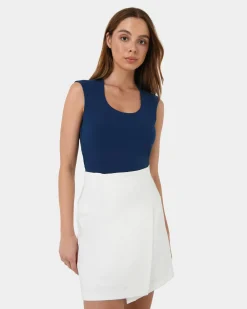 Forcast Soho Rounded Square Neck Top Navy Discount