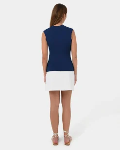 Forcast Soho Rounded Square Neck Top Navy Discount