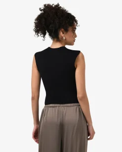 Forcast Soho Rounded Square Neck Top Black
