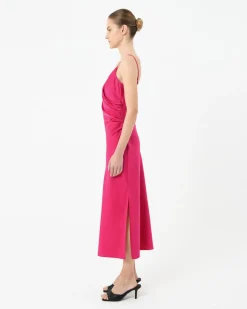Forcast Staria Draped Camisole Dress Fuchsia New