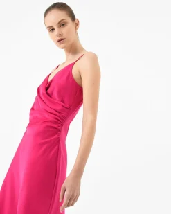 Forcast Staria Draped Camisole Dress Fuchsia New