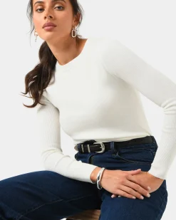 Forcast Tania Crew Neck Knit Ivory Sale