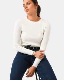 Forcast Tania Crew Neck Knit Ivory Sale
