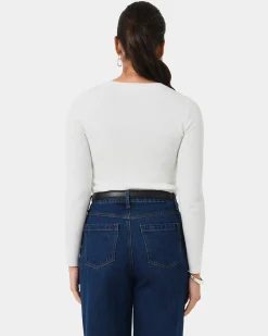 Forcast Tania Crew Neck Knit Ivory Sale