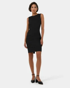 Forcast Taylor Fitted Dress Black New