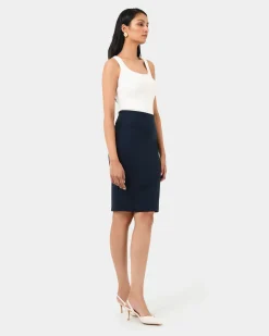Forcast Taylor Pencil Skirt Navy Best