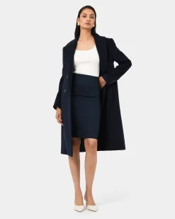 Forcast Taylor Pencil Skirt Navy Best