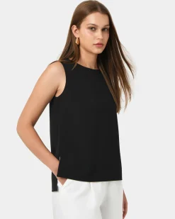 Forcast Tess Round Neck Top Black New