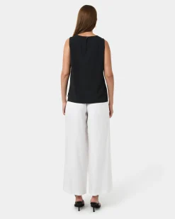 Forcast Tess Round Neck Top Black New