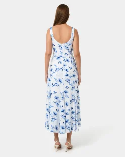 Forcast Tessie Godet Panel Dress Watercolour Clearance