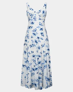 Forcast Tessie Godet Panel Dress Watercolour Clearance