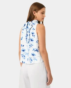 Forcast Tessie Halter Tie Top Watercolour Outlet