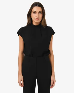 Forcast Tiara High Neck Shell Top Black Hot