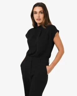 Forcast Tiara High Neck Shell Top Black Hot