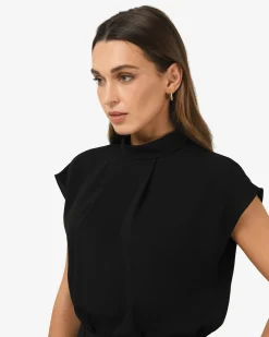 Forcast Tiara High Neck Shell Top Black Hot