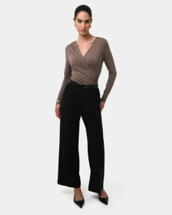 Forcast Tika Crossover Ruched Top Mocha Sale