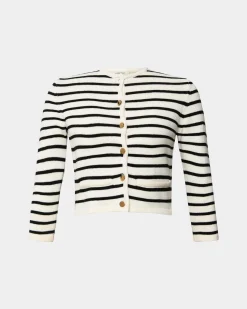 Forcast Tokyo Crop Cardigan Ivory & Black Best