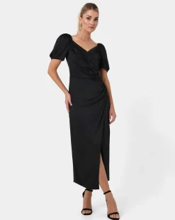 Forcast Trixie Front Crossover Dress Black Outlet