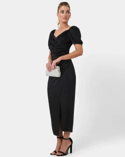 Forcast Trixie Front Crossover Dress Black Outlet