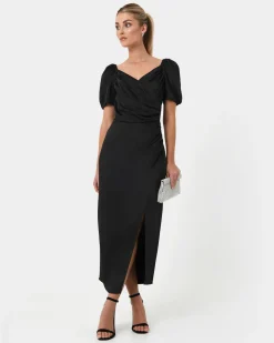 Forcast Trixie Front Crossover Dress Black Outlet