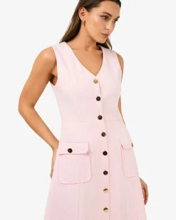 Forcast Valena Tweed Midi Dress Pastel Pink Best