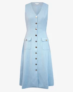 Forcast Valena Tweed Midi Dress Pastel Blue Discount