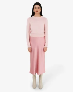 Forcast Valeria A-line Satin Skirt Pink Sale