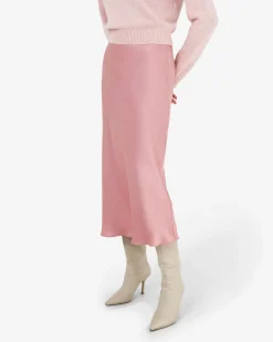 Forcast Valeria A-line Satin Skirt Pink Sale
