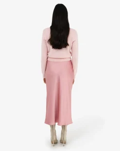 Forcast Valeria A-line Satin Skirt Pink Sale