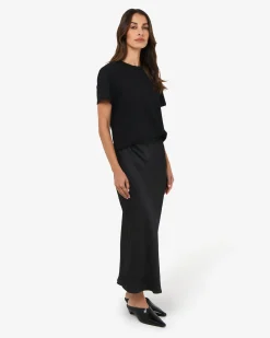 Forcast Valeria A-line Satin Skirt Black Online