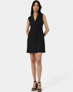 Forcast Valeria Buttoned Linen Dress Black Online