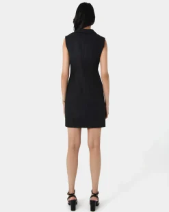 Forcast Valeria Buttoned Linen Dress Black Online