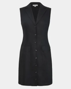 Forcast Valeria Buttoned Linen Dress Black Online