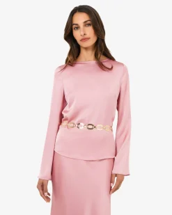 Forcast Valeria Long Sleeve Top Pink Hot