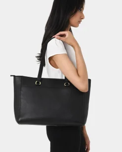 Forcast Valerie Leather Tote Bag Black Online