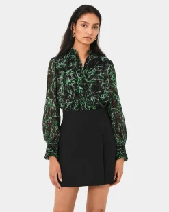 Forcast Veda Collar Blouse Green Multi