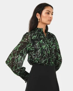 Forcast Veda Collar Blouse Green Multi